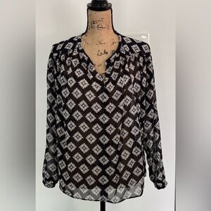 LOFT sheer top, black w/ flowers 🌸